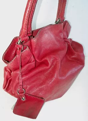 Auth Dolce & Gabbana Women's Red Distressed Leather Pleated Satchel- Italy- Rare • $49.99