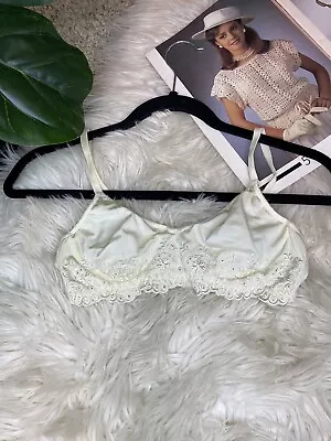 Vintage Olga Bra 36A Ivory Nylon Floral Lace • $28