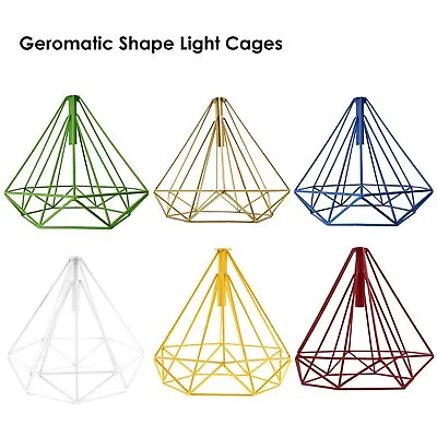 Retro Pendant Lampshade Geometric Wire Light Shade Easy Fit Light Cage Lampshade • £10.89