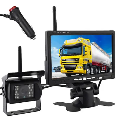 Wireless 7  Monitor Rear View Parking Backup Camera Kit For Motorhome Bus Truck • $73.99