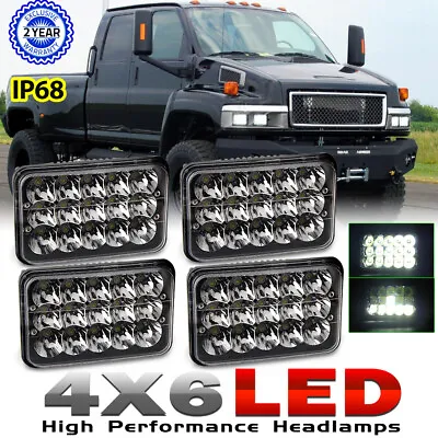 Black 4x6  LED Headlights Hi/Lo DRL For GMC C4500 Chevrolet C5500 Kodiak 4pcs • $48.49