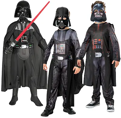 Darth Vader Boys Costume Star Wars Licensed Fancy Dress Kids Book Day Outfit • £28.99