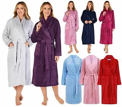 Slenderella Fleece Dressing Gown Waffle 46  Long Sleeve Shawl Collar Bathrobe • £39.99