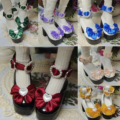 1/4 MSD MDD BJD High Heels Shoes Thick Sole Handmade Bow+Buckle Multi-color DZ • $16.13