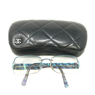 £69.95 • Buy Chanel 2065-B Glasses Frames Blue Half Rim Eyeglasses Spectacles Frame Only