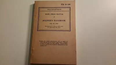 War Department Basic Field Manual Soldiers Handbook WW2 World War 2 July 23 1941 • $15