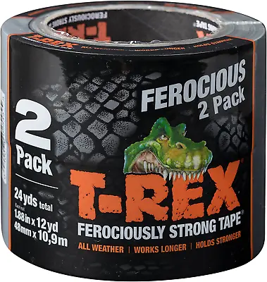 T Rex Tape Ferociously Strong Waterproof Graphite Grey Duct Tap Twin Pack • £26.29