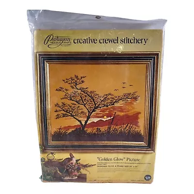 PARAGON Needlecraft Creative Crewel Stitchery Kit “Golden Glow” Vintage New • $35.99