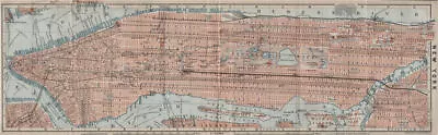 £139 • Buy MANHATTAN Antique Town City Plan Panorama. New York City. BAEDEKER 1909 Map