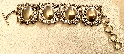 Vintage Fab Silver Luggage Tag Panel Bracelet 7.25  T Foree Style • $36.95