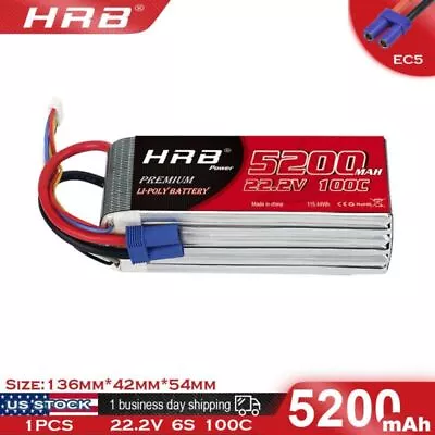 HRB 6S 5200mAh 22.2V LiPo Battery Deans For RC Heli Airplane Quad Car Truck Boat • $69.99