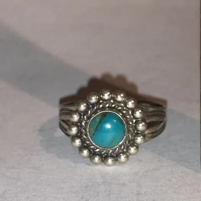 Vintage Navajo Bell Trading Post Sterling Silver Turquoise Ring Size 9 • $39.99