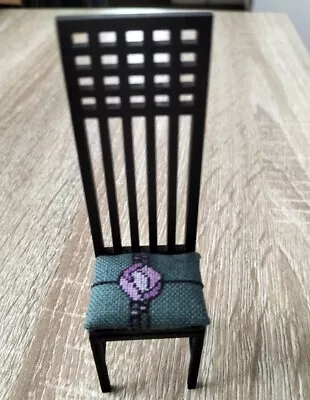 £12 • Buy 1/12 Scale Doll House Handmade Rennie Mackintosh Chair Handstitched Seat 