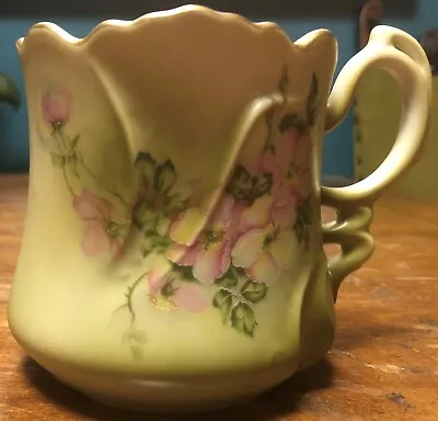 Antique Hand Painted Artist Signed (pq) Floral Moustache Cup Excellant Condition • $25