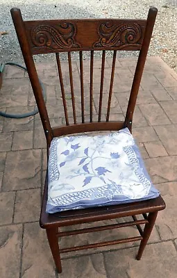 Antique Cane Victorian  Dining Chair Oak Wood Ornate With Pad • $107.32