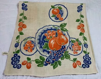 Vintage Kitchen Towel Printed Fruit Grapes Plates Design Cotton As Is • $8.45