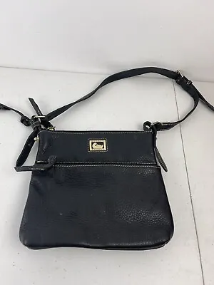 Dooney & Bourke Bag Dillen Luxury Black Pebbled Leather Letter Carrier Crossbody • $58.65