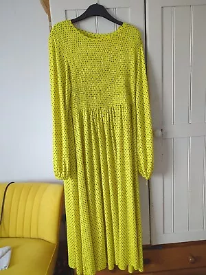 Zara Dress Size Medium Yellow Polka Dot Print Smock Maxi A4 • £14
