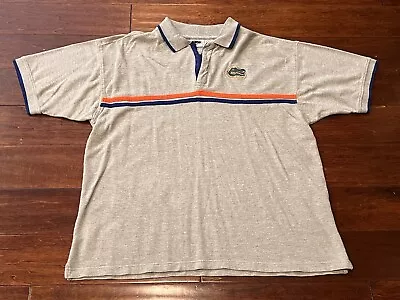 Vintage Pro Edge Mens Florida Gators Blue Orange Striped Zip Close Polo Shirt XL • $17.24