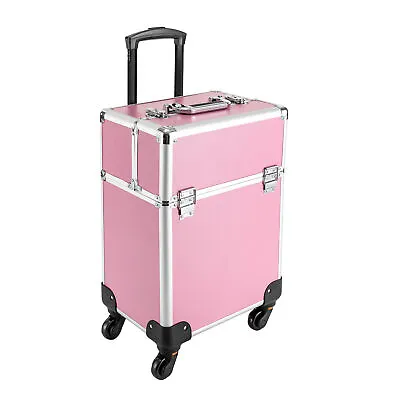 Cosmetic Trolley Makeup Storage Organizer Rolling Cart Trunk W/ Wheels Pink • $69