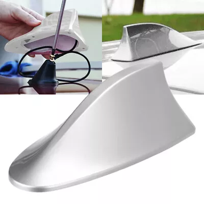 $9.98 • Buy Silver Universal Car Auto Shark Fin Roof Antenna Radio FM/AM Decorate Aerial