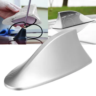 Silver Universal Car Auto Shark Fin Roof Antenna Radio FM/AM Decorate Aerial • $9.98