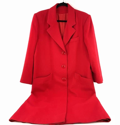 $65.51 • Buy VTG Red Trench Long Jacket 100% Camel Hair Feleurette Lined Pocket Beautiful