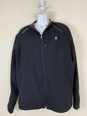 Fila Sport Men Size L Black Full Zip Softshell Jacket Zippered Arms • $11.94