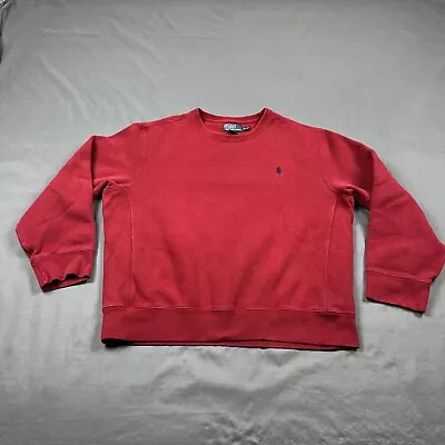 Polo Ralph Lauren Red Reverse Weave Crewneck Sweatshirt XL VTG 90s Unisex • $39.99