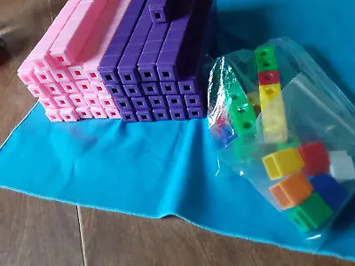 Lot Of 450 UNIFIX Cubes For Math Reasoning Purple + Pink Homeschool Education • £19.27