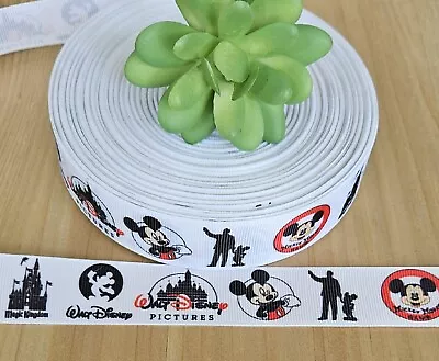 1 Inch (1 YD) Mickey Mouse Grosgrain Ribbon Walt Disney Pictures Disney Castle  • $0.99