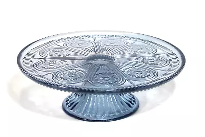 $13.95 • Buy Vintage Pedestal Torte Plate Small Cake Stand Glass Blue