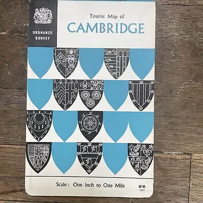 Vintage OS 1 Inch : 1 Mile TOURIST MAP OF CAMBRIDGE 1965 • £5