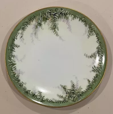 Vintage T&V Limoges France Plate Fern Pattern With  Gold Trim 8.5” ( S. Leach ) • $35