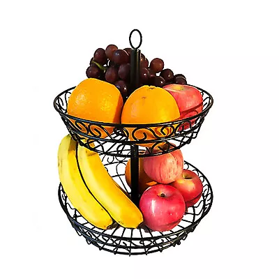 2-Tier Holder Decorative Bowl Countertop Fruit Basket Stand For Vegetable • $18