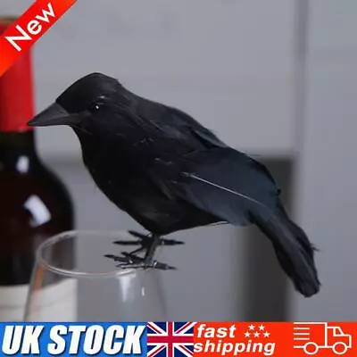 Halloween Black Raven Toy Realistic Crow Prop Multifunctional For Garden Balcony • £4.99