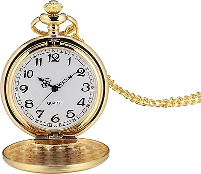 Smooth Vintage Pocket Watch With Chain (Gold) • $11.99