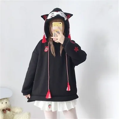 Women Girl Japanese Cat Hoodie Sweatshirt Pullover Top Kawaii Harajuku Cute New • $35.98