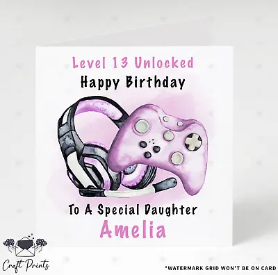 Personalised Birthday Card Xbox Gamer Girl Daughter Granddaughter Sister Pink • £2.99