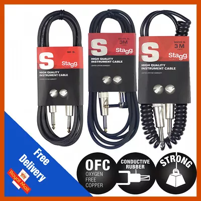 £11.99 • Buy Jack Guitar Lead: Cable Bass/Electric/Acoustic/Instrument To Amp, Life Warranty