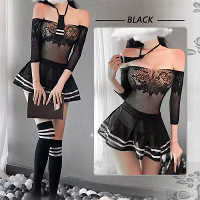 £11.99 • Buy Women See-through Dress School Girl Uniform Cosplay Sexy Lingerie Club Nightwear