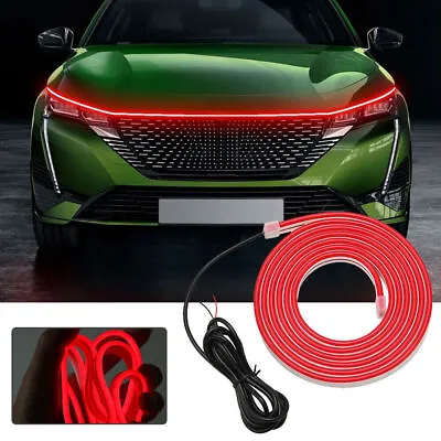Universal 120cm Red Flexible Car Parts Hood Day Running LED Light Strip Trims • $12.99