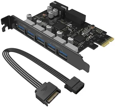 £23.95 • Buy ORICO 5 Ports PCI-E USB 3.0 Expansion Card Adpter & 19 Pin Internal USB 3.0 Dual