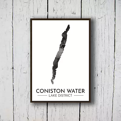 Coniston Water Map A4 Glossy Print - Lake District Travel Print • £11.99