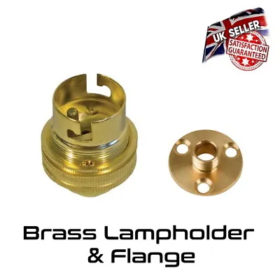 £6.50 • Buy Brass Lamp Holder UN Switched 1/2  - Bayonet BC Bulb Holder & Flange Plate *UK*