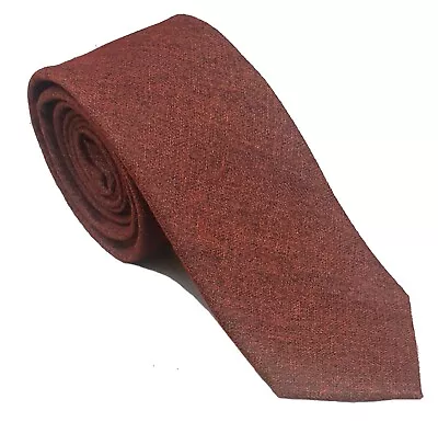 New Mens Gentlemens Plain Brown Dark Orange Rust Slim Tie Country Wedding Party • £7.99