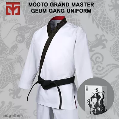 MOOTO Geum Gang Grand Master Uniform (Black-Neck) Open Uniform Instructor Dobok • $198