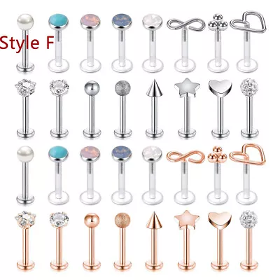 20-32Pcs 16G Labret Lip Studs Stainless Steel Ear Helix Monroe Lip Ring Piercing • $11.78