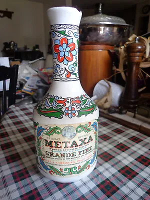 Vintage Metaxa Greek Ceramic Liquor Bottle Decanter Vase Floral Athens Greece • $15