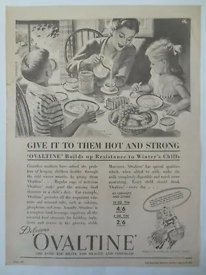 Vintage Australian Advertising 1949 Ad OVALTINE DRINK Mother Children Art • $14.95